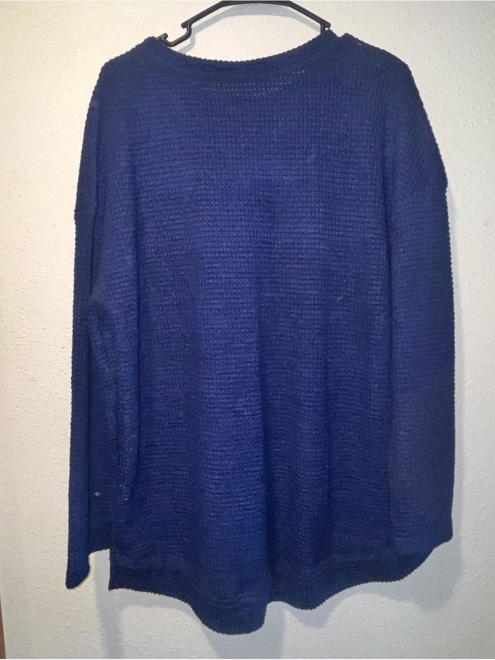 Cozy Waffle Knit Long Sleeve Sweater - Navy - Picture 4 of 6